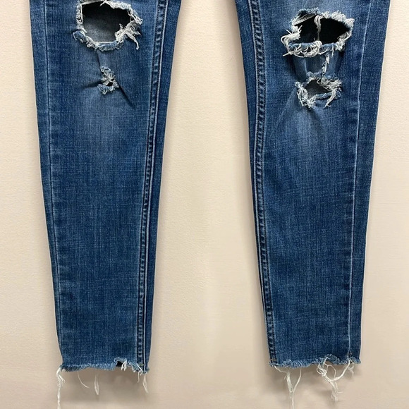 Levi’s 535 Super Skinny Denim Jeans Distressed Raw Hem 27 - Picture 3 of 16